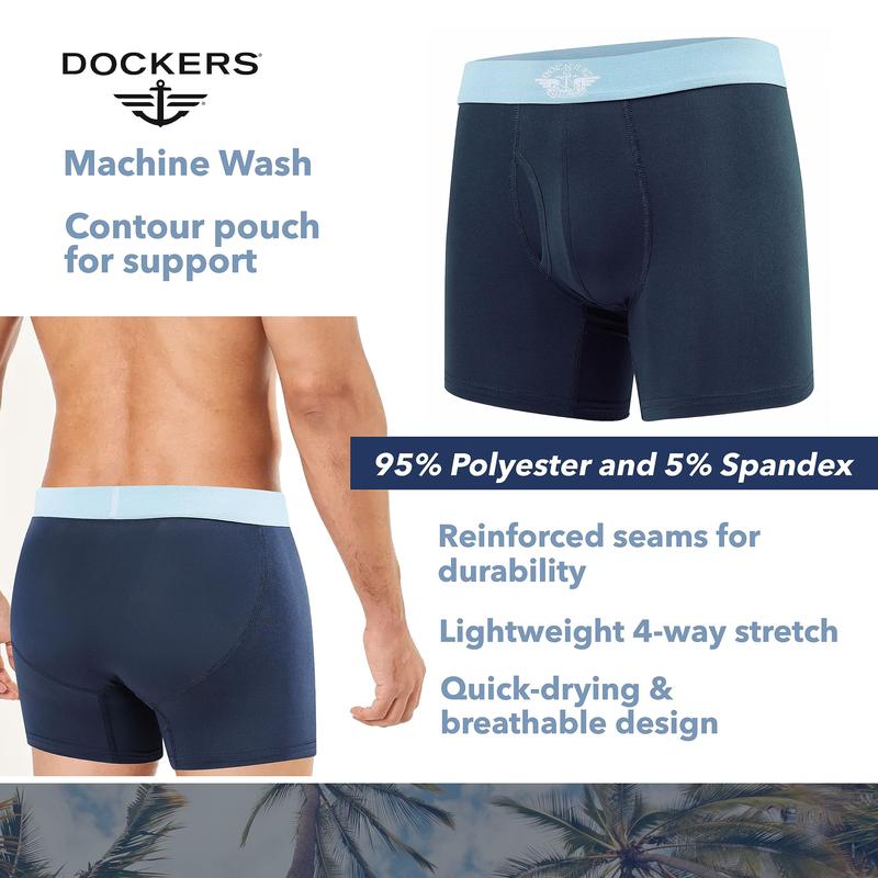 DOCKERS Mens Boxer Briefs Microfiber Men’s Boxers Underwear for Men Pack of 4