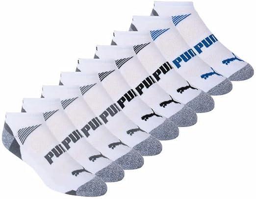 PUMA Men's No Show Socks - 10 Pairs (White Shoe Sz 6-12) Casual Sports