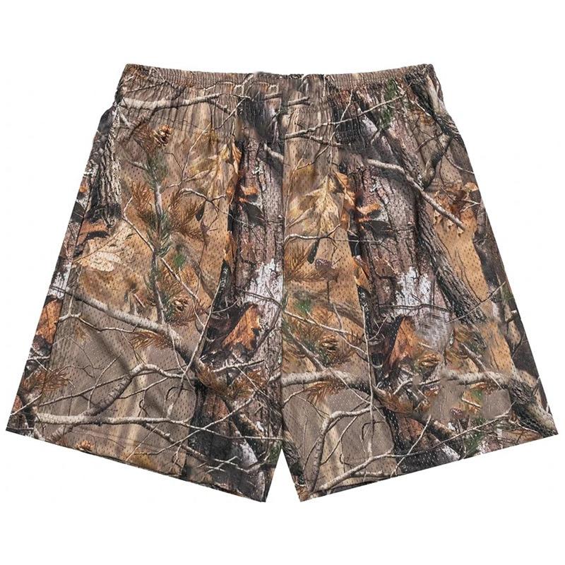 Camouflage Camo Shorts New casual comfort Old tree high waist shorts Men's muscle fitness quarter pants mesh breathable, men'sand women's elastic shorts Menswear Underwear Tropical Trouser Polyester Stylish Loose Outdoor