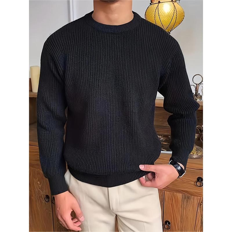 [Striped Knitted Sweater]Men's Round Neck Knitted Sweater, Warm, Autumn Winter