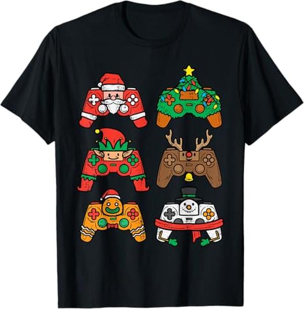 Christmas Gamer Controller Shirts Xmas Gaming Pajama For Men Boys  Teens Funny Santa Reindeer Snowman Elf Christmas Tree Game Controllers Shirts