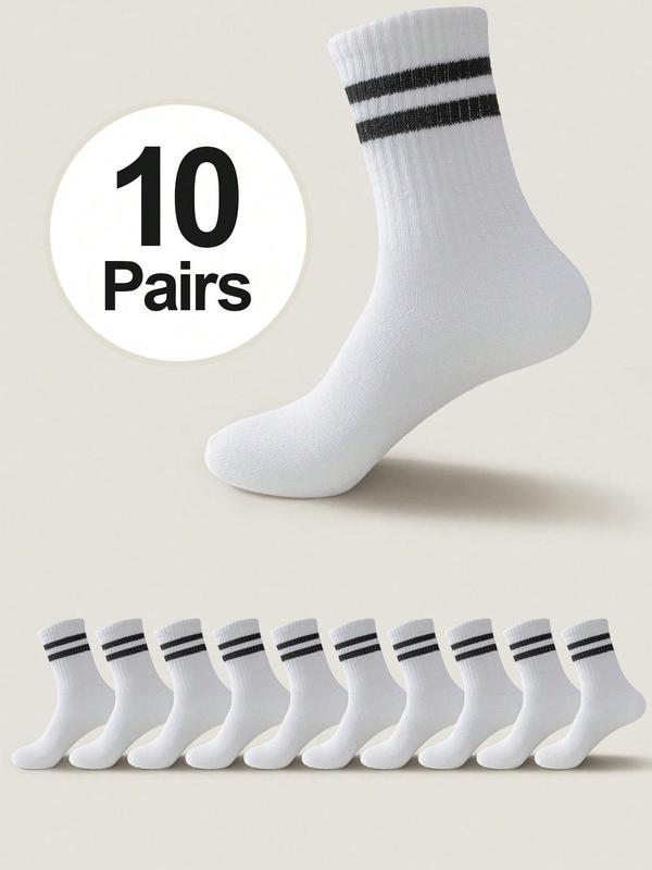 Men's Striped Print Crew Socks, Casual Comfortable Breathable Socks for Daily Wear, Socks for Men, Mid-calf Socks for All Seasons