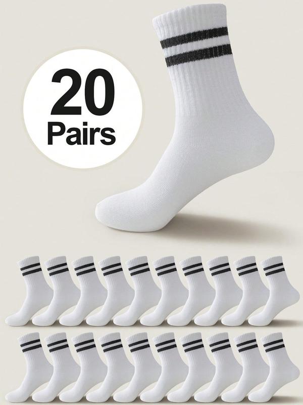 Men's Striped Print Crew Socks, Casual Comfortable Breathable Socks for Daily Wear, Socks for Men, Mid-calf Socks for All Seasons