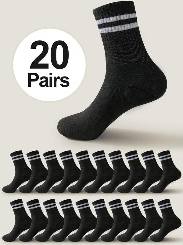 Men's Striped Print Crew Socks, Casual Comfortable Breathable Socks for Daily Wear, Socks for Men, Mid-calf Socks for All Seasons