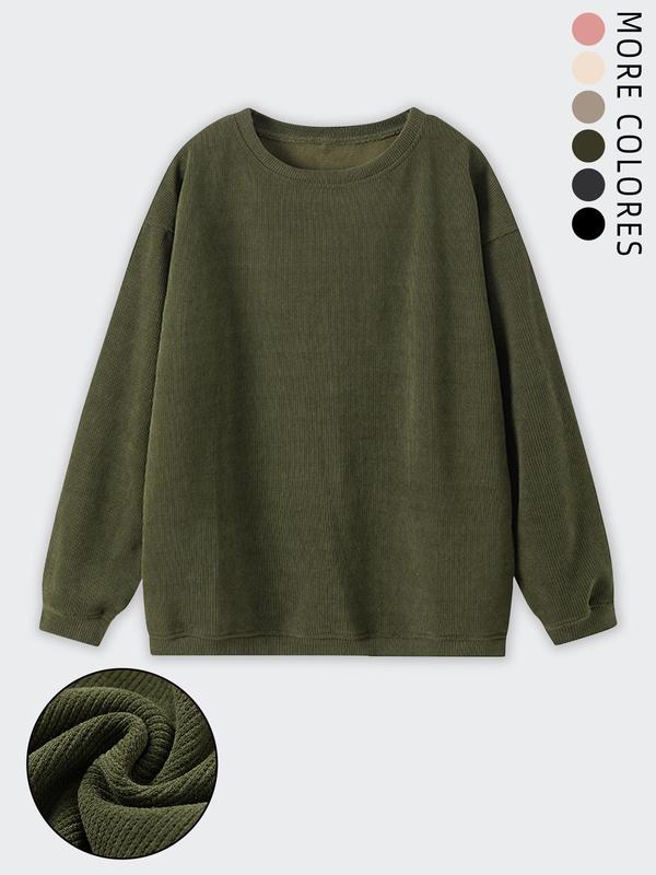 Men's Solid Color Drop Shoulder Long Sleeve Sweater, Loose Casual Fashion Soft Comfy Round Neck Jumper for Daily Wear, Men's Knitwear for Fall & Winter