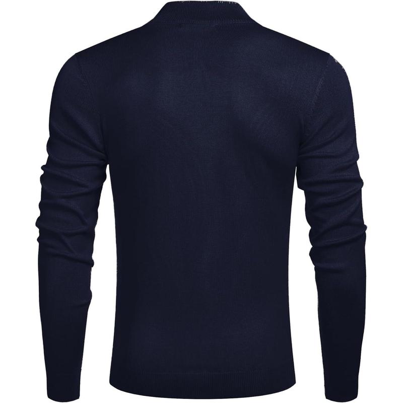 Men's Quarter Zip Up Sweaters Slim Fit Lightweight Mock Neck Pullover Casual Polo Sweaters