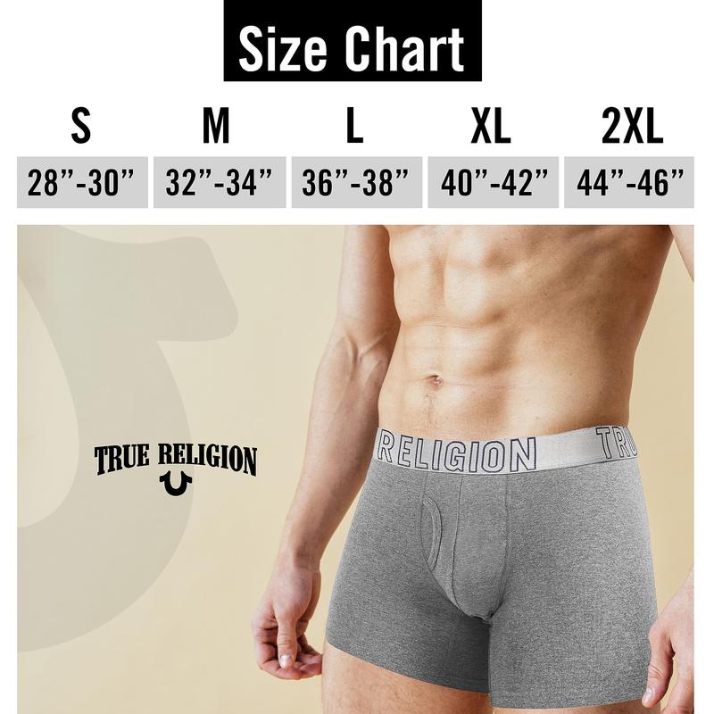 True Religion Cotton Stretch Mens Boxer Briefs, Mens Underwear Pack of 5