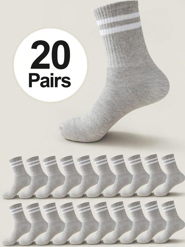 Men's Striped Print Crew Socks, Casual Comfortable Breathable Socks for Daily Wear, Socks for Men, Mid-calf Socks for All Seasons