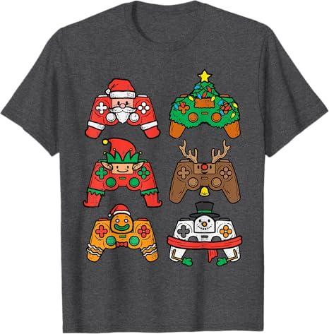 Christmas Gamer Controller Shirts Xmas Gaming Pajama For Men Boys  Teens Funny Santa Reindeer Snowman Elf Christmas Tree Game Controllers Shirts