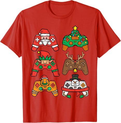 Christmas Gamer Controller Shirts Xmas Gaming Pajama For Men Boys  Teens Funny Santa Reindeer Snowman Elf Christmas Tree Game Controllers Shirts