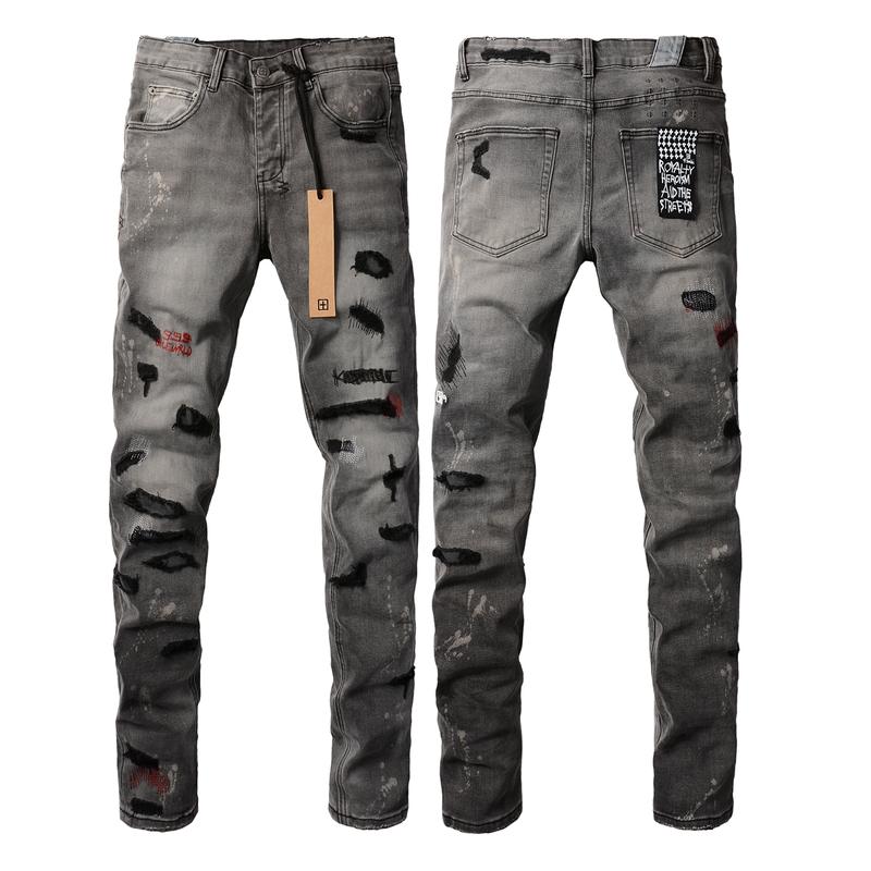 KSUBI-brand Men's Jeans Slim Fit Stretch Jeans Baggy Ripped Straight Skinny Denim Pants for Men Fashionable Biker Motocycle Holes Pants 2024