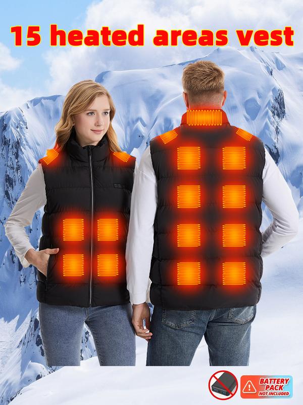 Women's dual touch LED dual control heating USB charging heating vest with 15 heating zones and battery pack top, men's intelligent electric heating vest with constant temperature full body heating vest, Couples dress，Christmas gift Menswear Gilet