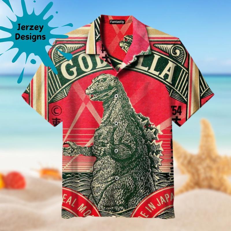 Godzilla Hawaiian Shirt Print Tropical Summer Beach Gift For Men  Youth  Dad  Boyfriend  Lover  Best Gift For Party Valentine  Birthday