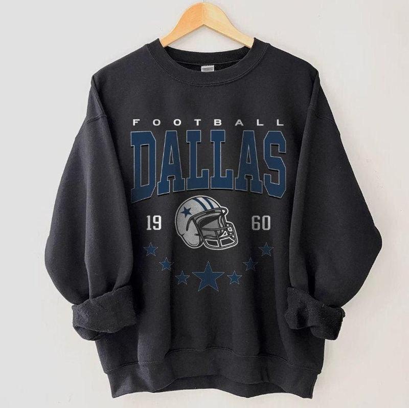 Dallas Football Shirt, 90s Vintage Dallas 1960 Football Sweatshirt, Cowboy T-Shirt, Dallas Sweatshirt, Cowboy Football Game Day Tshirt, Dallas Team Unisex Shirt Gift Football Fan Classic Collar Menswear Cotton Sweaters Tops