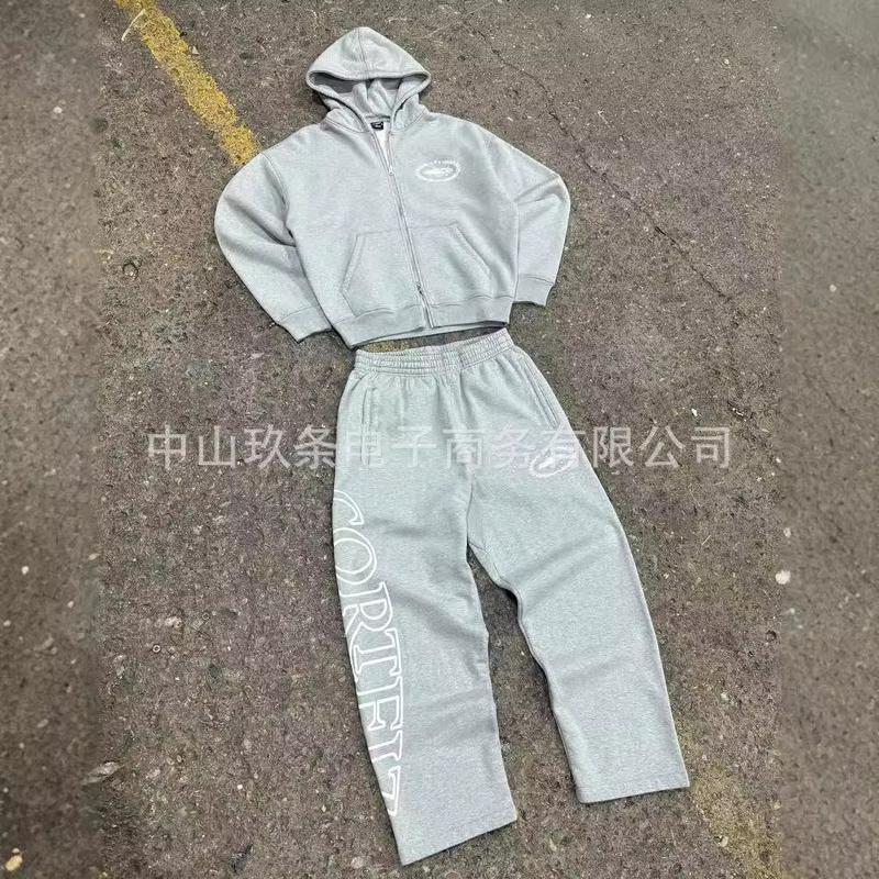 Fashion Casual Corteiz Devil Island New Street Hooded Sweater Zipper Coat Loose Sweatpants Suit Trendy All-Match Fashion All-Matching