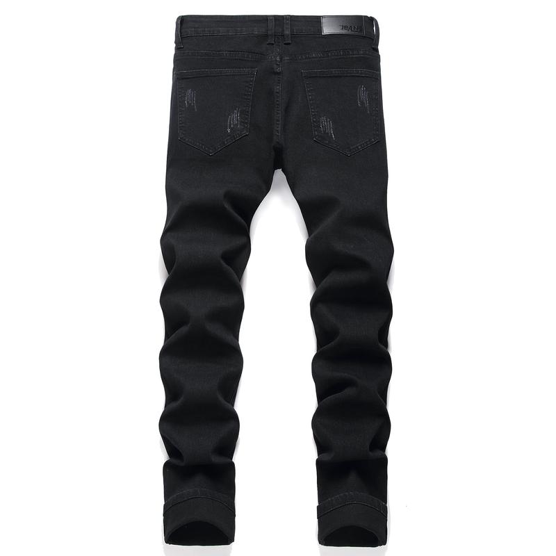 Men's Ripped Slim Fit Straight Leg Jean Denim Pant