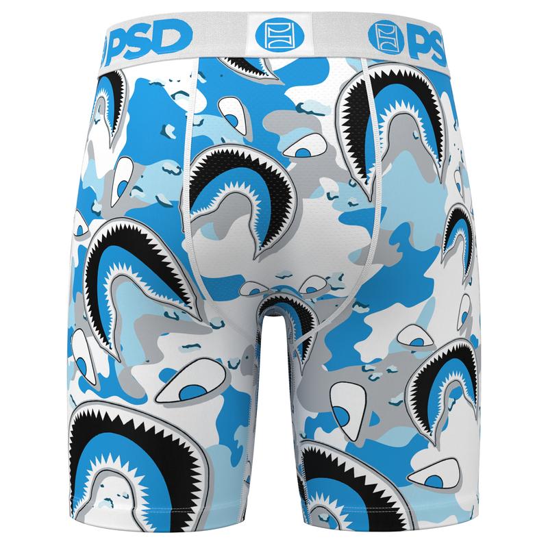 PSD Men's Warface Naval Shark Boxer Brief - Standard Length 7 Inch Inseam, Moisture-Wicking 4-Way Stretch Fabric