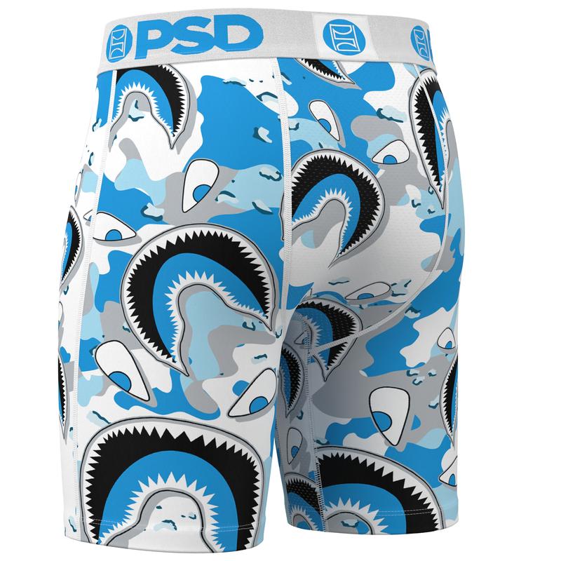 PSD Men's Warface Naval Shark Boxer Brief - Standard Length 7 Inch Inseam, Moisture-Wicking 4-Way Stretch Fabric