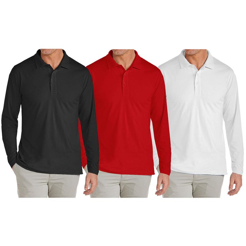 3-Pack Men's Long Sleeve Pique Polo Shirts