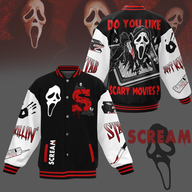 Scream Ghost Face Baseball Jacket Gift For Fan, Unisex Baseball Jersey Jacket