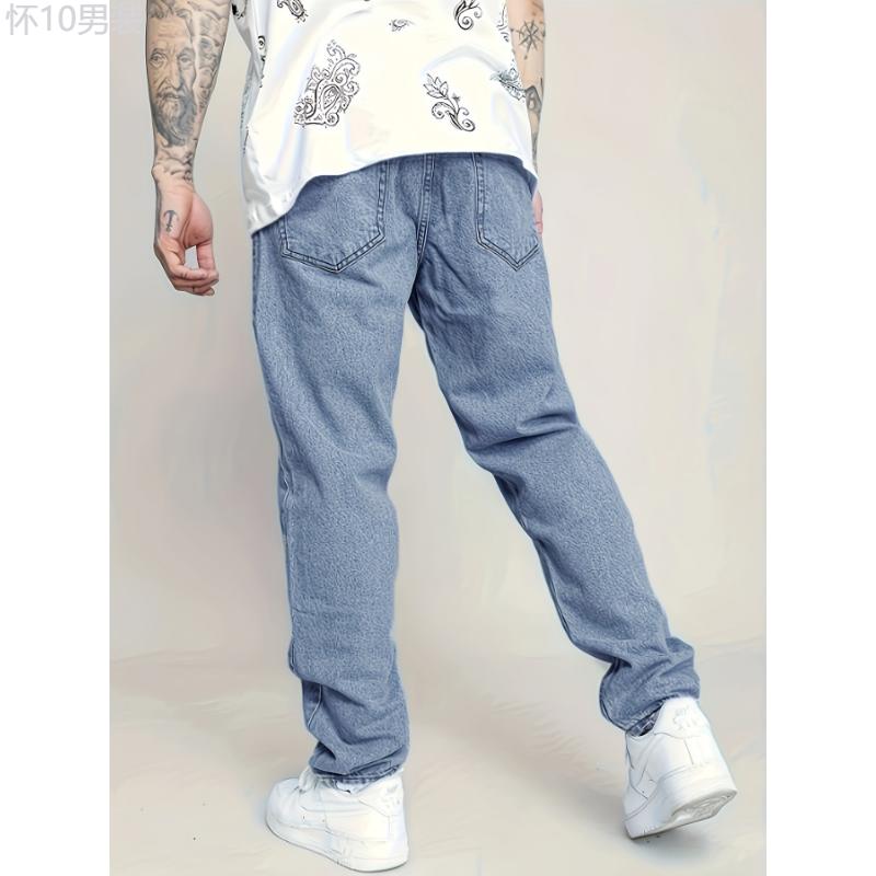 Men's Comfort Fit Solid Denim Jeans - Soft, Breathable, and Stylish for Daily Life, All-Season Trendy Leisure Trousers with Classic Design and Versatile Pockets Menswear Polyester Menswear Polyester Pants Fabric Beige Streetwear Plain