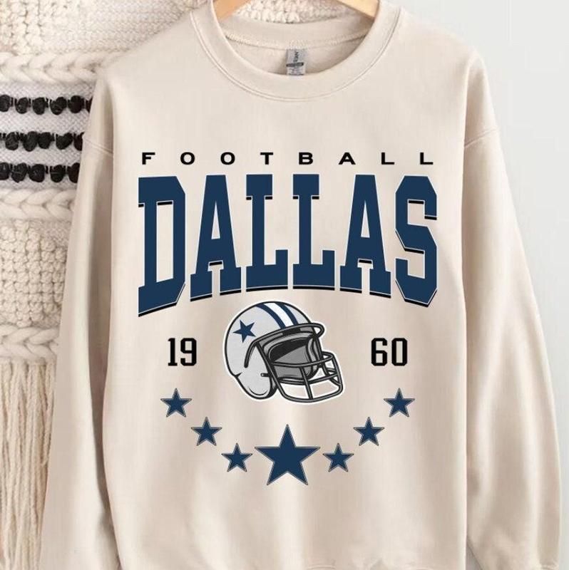 Dallas Football Shirt, 90s Vintage Dallas 1960 Football Sweatshirt, Cowboy T-Shirt, Dallas Sweatshirt, Cowboy Football Game Day Tshirt, Dallas Team Unisex Shirt Gift Football Fan Classic Collar Menswear Cotton Sweaters Tops