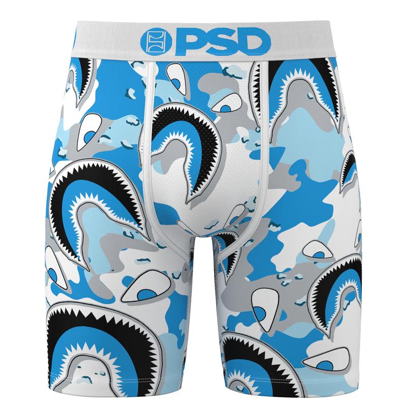 PSD Men's Warface Naval Shark Boxer Brief - Standard Length 7 Inch Inseam, Moisture-Wicking 4-Way Stretch Fabric