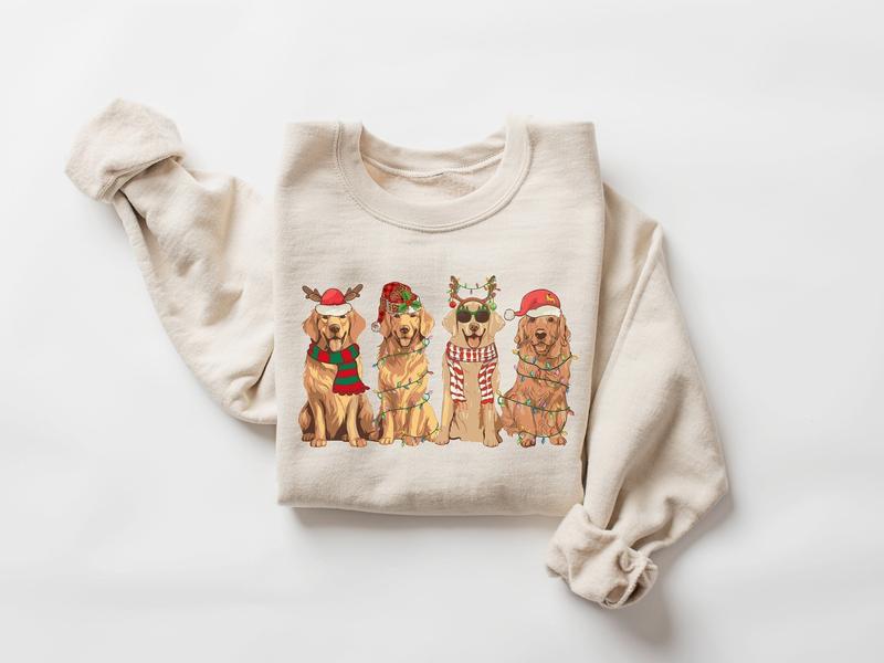 Golden Retriever Christmas Sweatshirt, Dog Christmas Shirt, Golden Mom Tshirt, Gift for Dog Lover, Holiday Sweater, New Year Shirt