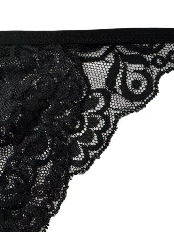 Men's Floral Lace Sheer Sexy Thong, Breathable Comfortable Scallop Trim Underwear for Daily Wear, Men's Underwear for All Seasons