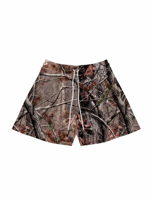 Men's Regular Fit All Over Print Drawstring Waist Track Shorts, Shorts for Men, Casual Comfy Breathable Hollow Out Shorts for Summer, Mens Clothing,   Men's Bottoms for Daily Wear, Men Shorts