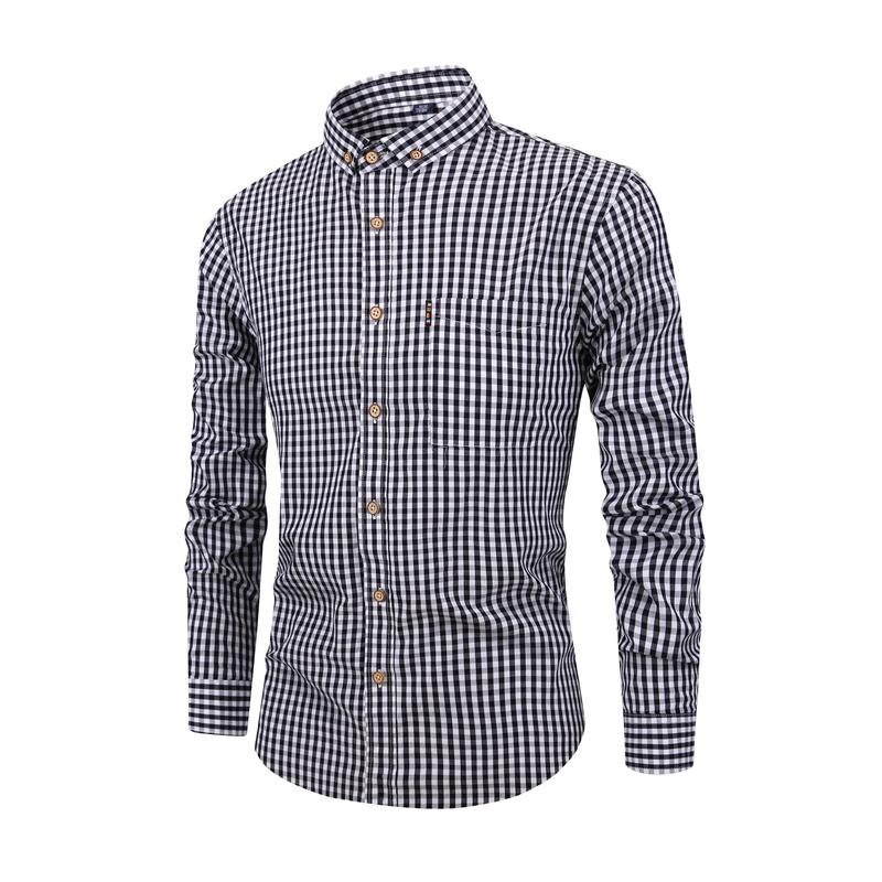 Men's Stylish Checkered Pattern Shirt, Casual Breathable Lapel Button Up Long Sleeve Shirt Top For City Walk Street Hanging Outdoor Activities