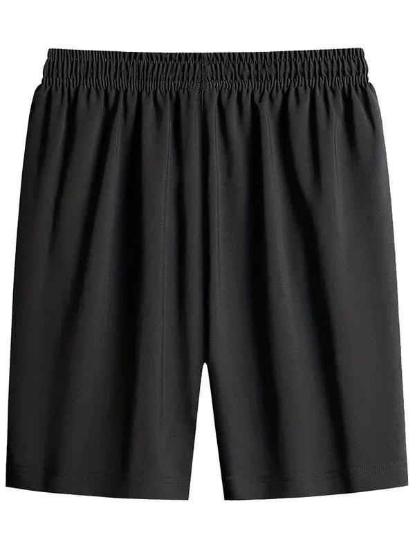 Men's Plain Zipper Pocket Drawstring Shorts, Casual Elastic Waist Shorts for Summer, Shorts for Men, Breathable Men's Bottoms for Daily Wear, Back to School Outfits, Comfort Shorts for Men