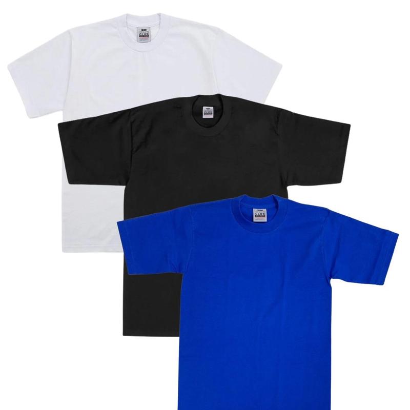 3 Pack PROCLUB Short Sleeve Heavyweight Crew Neck T-Shirt Casual Menswear Tshirt