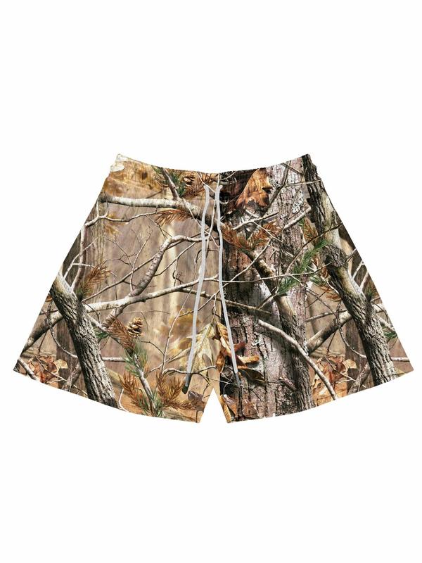 Men's Regular Fit All Over Print Drawstring Waist Track Shorts, Shorts for Men, Casual Comfy Breathable Hollow Out Shorts for Summer, Mens Clothing,   Men's Bottoms for Daily Wear, Men Shorts