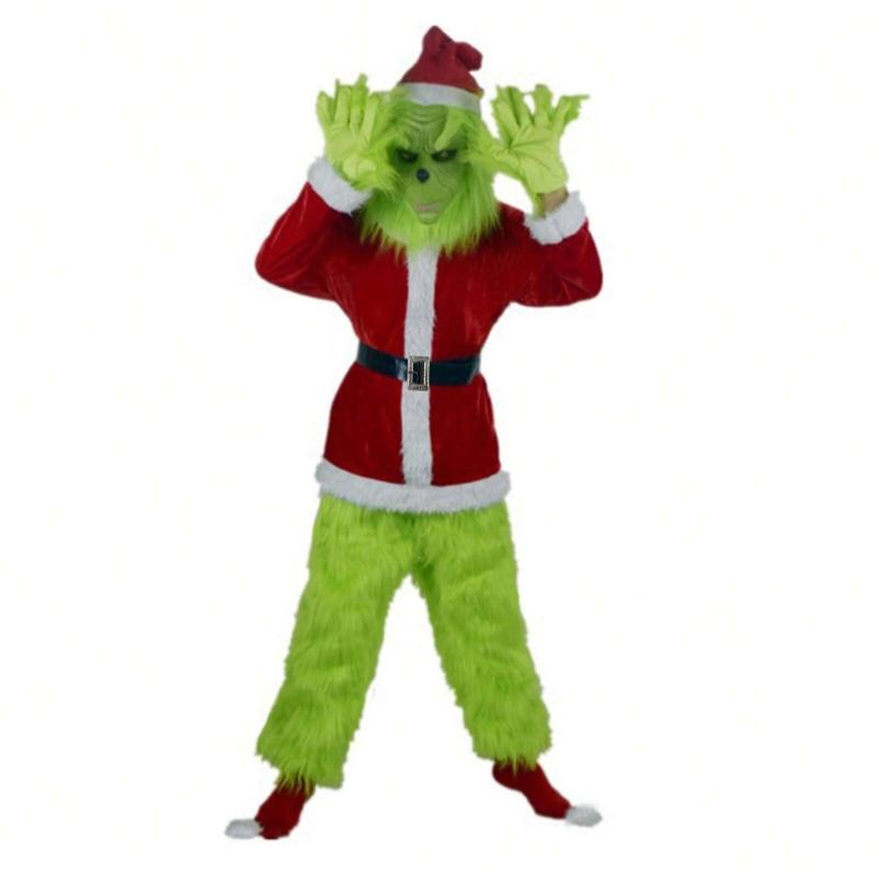 Christmas Santa Costume Halloween Green Monster Evil Costume For Women Men Santa Xmas Outfit Holiday Adult Cosplay