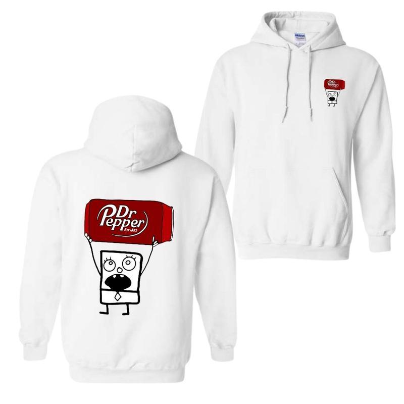 Dr Pepper Doodlebob 2 Sides T-shirt Sweatshirt Hoodie, Doodlebob Shirt, Cartoon Character And Dr Pepper, Dr Pepper Lover, Dr Pepper Gift, Dr Pepper Shirt, Graphic Printed Unisex Shirts, For Men For Women, Full Color, Printed In The USA