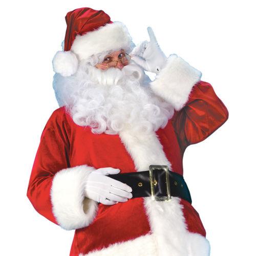 Christmas Santa Claus Cosplay Costume, Red Santa Zipper Coat+Pants+Hat+Belt+Beard+Shoes