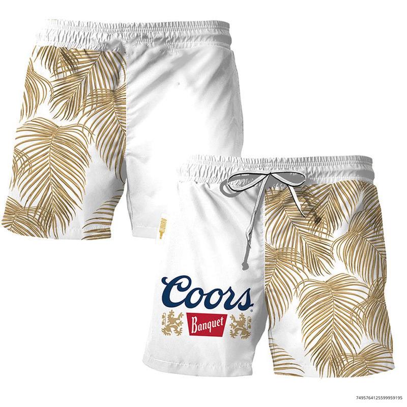 Coors Banquet Tropical Fern Swim Trunks, Hawaiian Short Underwear for men Dad Friend, Men 3D Printed Hawaiian Shorts Gift, Aloha Shirt, Beach Shorts Gift