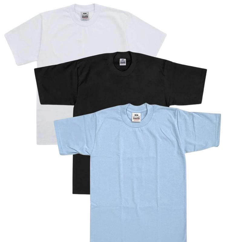 3 Pack PROCLUB Short Sleeve Heavyweight Crew Neck T-Shirt Casual Menswear Tshirt