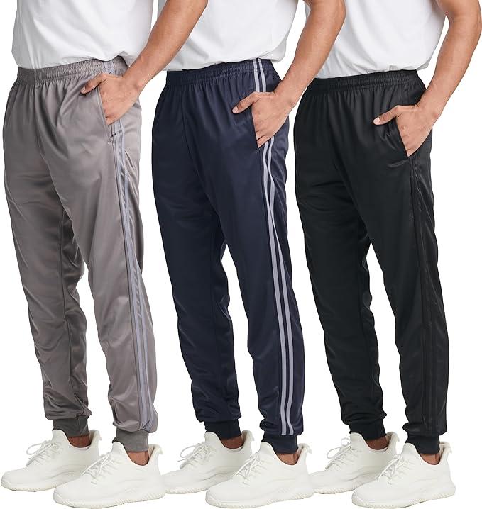 3 Pack Men Slim Fit Fleece Lined Casual Jogger Track Pants Sweatpants Gym Active