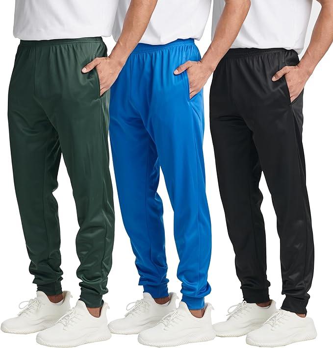 3 Pack Men Slim Fit Fleece Lined Casual Jogger Track Pants Sweatpants Gym Active