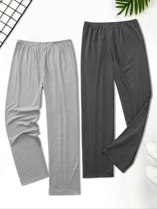 Men's Solid Elastic Waist Pajama Pants, Casual Comfy Trousers for Spring & Fall, Men's Sleepwear for Daily Wear