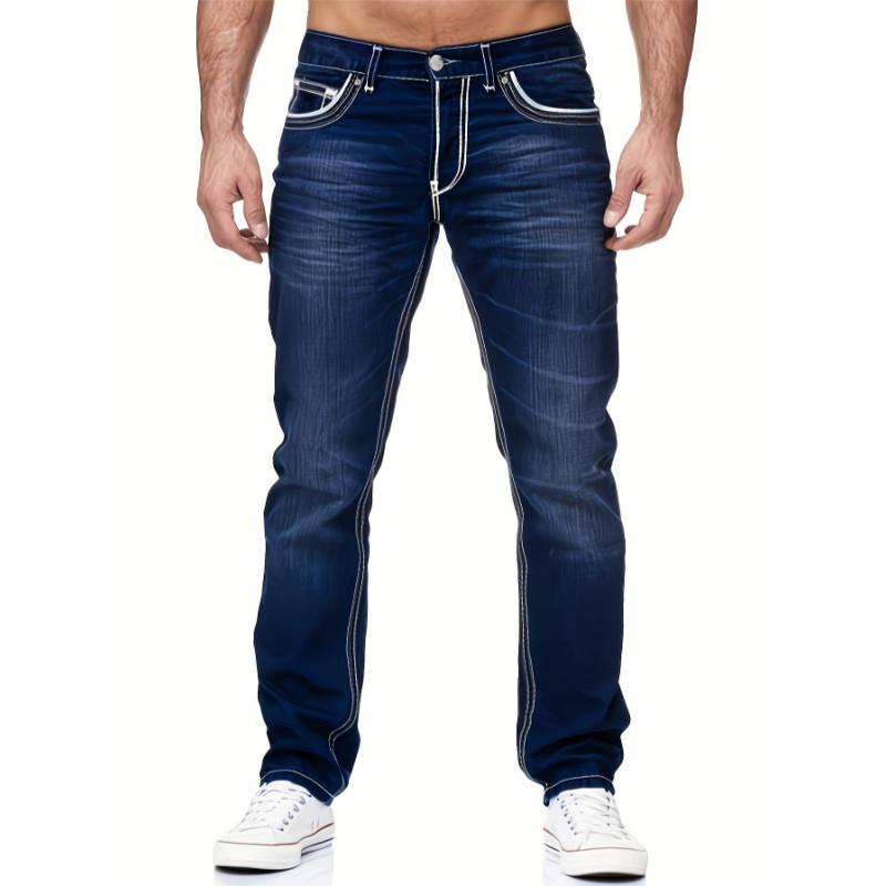 Men's Comfy Street Style Distressed Denim Pants With Pockets