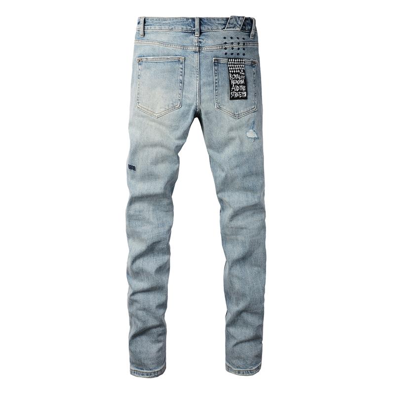 KSUBI brand Men's Jeans Casual Comfort Holes Fashionable Straight Skinny Slim Fit Jeans, Ripped Stretch Jeans Denim Pants