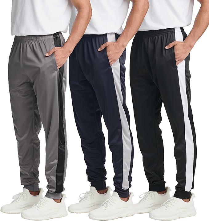 3 Pack Men Slim Fit Fleece Lined Casual Jogger Track Pants Sweatpants Gym Active