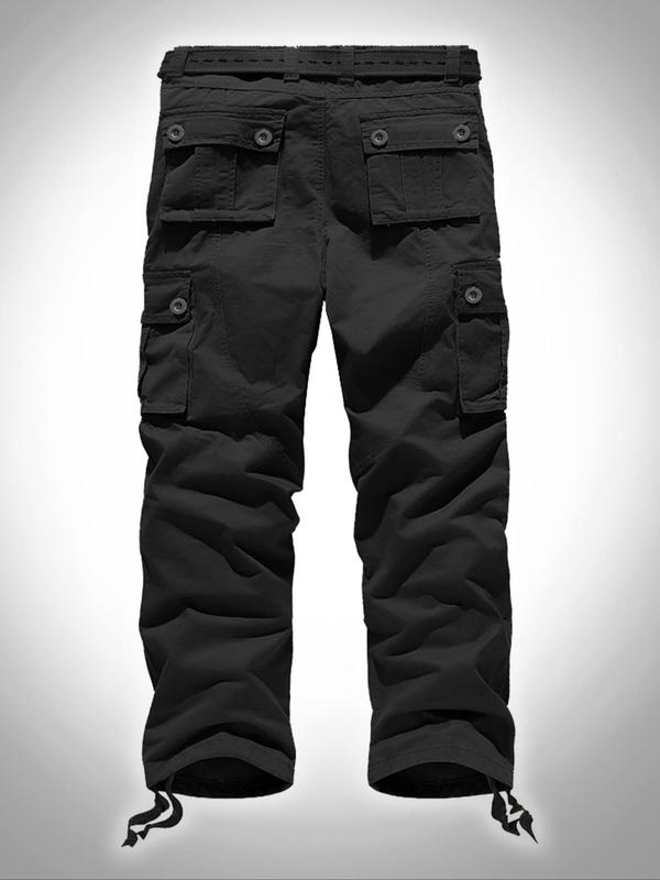 Men's Plain Pocket Button Fly Cargo Pants without Belt, Cargo Pants for Men, Casual Regular Fit Straight Leg Pants for Fall Winter, Menswear, Summer Outfits 2024 for Work, Mens Pants, Comfy Pants, Men's Clothing Trouser