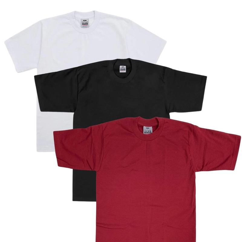 3 Pack PROCLUB Short Sleeve Heavyweight Crew Neck T-Shirt Casual Menswear Tshirt