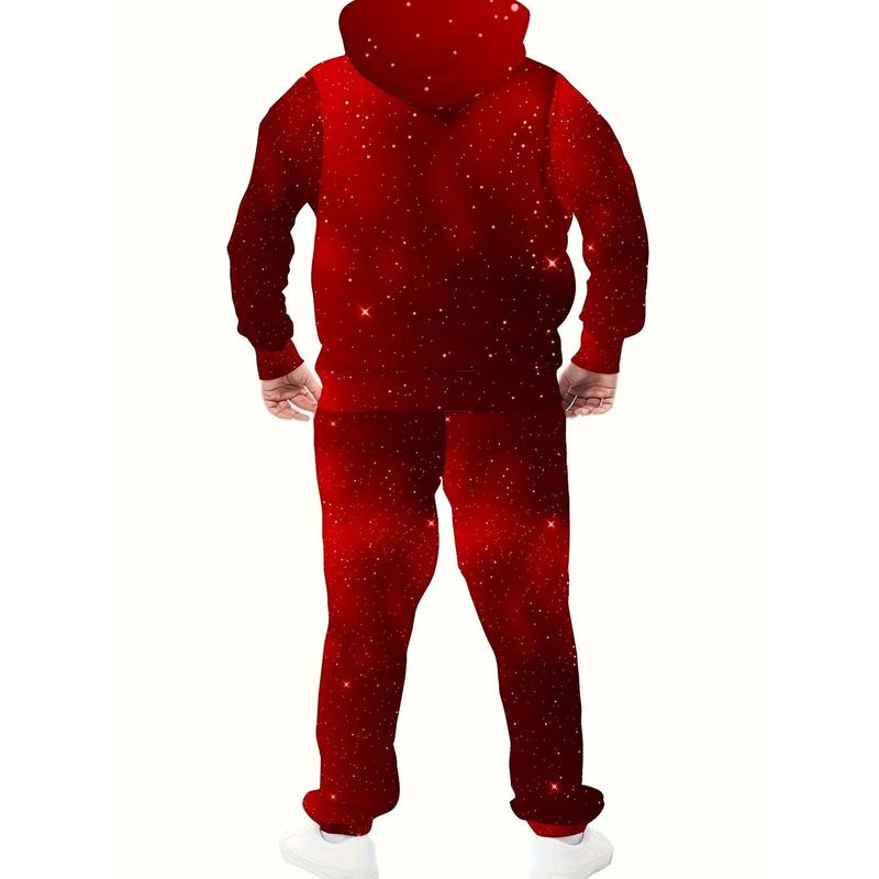 Winter Knitting Fabric Santa Claus Pattern 3D Printed Hoodie Suit-Regular Version, Casual Homewear% Polyester Sport Pants Suit, with Slight Elasticity, Hoodie and Suit