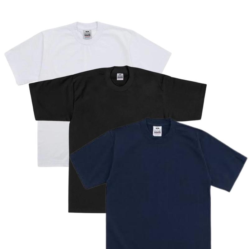 3 Pack PROCLUB Short Sleeve Heavyweight Crew Neck T-Shirt Casual Menswear Tshirt