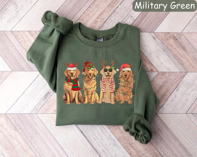 Golden Retriever Christmas Sweatshirt, Dog Christmas Shirt, Golden Mom Tshirt, Gift for Dog Lover, Holiday Sweater, New Year Shirt